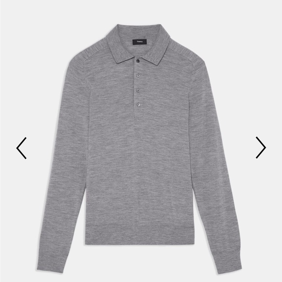 Theory Men's Long-Sleeve Polo Shirt in Merino Wool - Medium - Picture 4 of 13